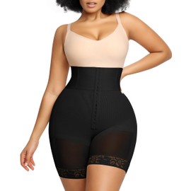 SHAPELLX Body Shaper Tummy Control High Waisted Body Shaper Shorts Shapewear for Women Tummy Control Slip Shorts(Black, Large)