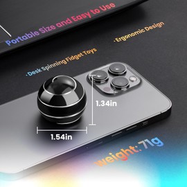 INOVASHON Kinetic Desk Toy, Desk Ball for Stress Relief, Hypnotic Spinning Fidget Optical Illusion Ball, Office Desk Spinning Metal Toys for All Age, Gift for Men Woman Boy Girl (40mm Black)