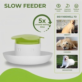 Dog Slow Feeder Bowl – Interactive Puzzle Feeder for Dogs – Fun Eating Game to Slow Down Fast Eaters – Non-Slip Design – Food & Water Bowl for Small, Medium & Large Dogs – Green