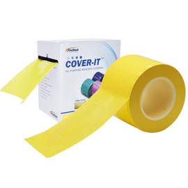 Pac-Dent Cover-It Barrier Film, Adhesive Tape Sheets to Protect Hard Surfaces, 1200 Sheets, 4 Inches x 6 Inches, Yellow
