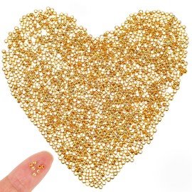 Pack of 2000 Crimp Beads Gold 2.5 mm Tube Crimp Beads Round Beads Loose Beads Spacer for DIY Jewellery Making Bracelets Necklaces