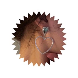 Aneneiceera Heart Hoop Earrings Drop Earrings Vintage Silver Big Love Heart Earrings Interlocking Heart Earrings Statement Wedding Earrings Hollow Heart Prom Stud Earrings for Women and Girls, Silver