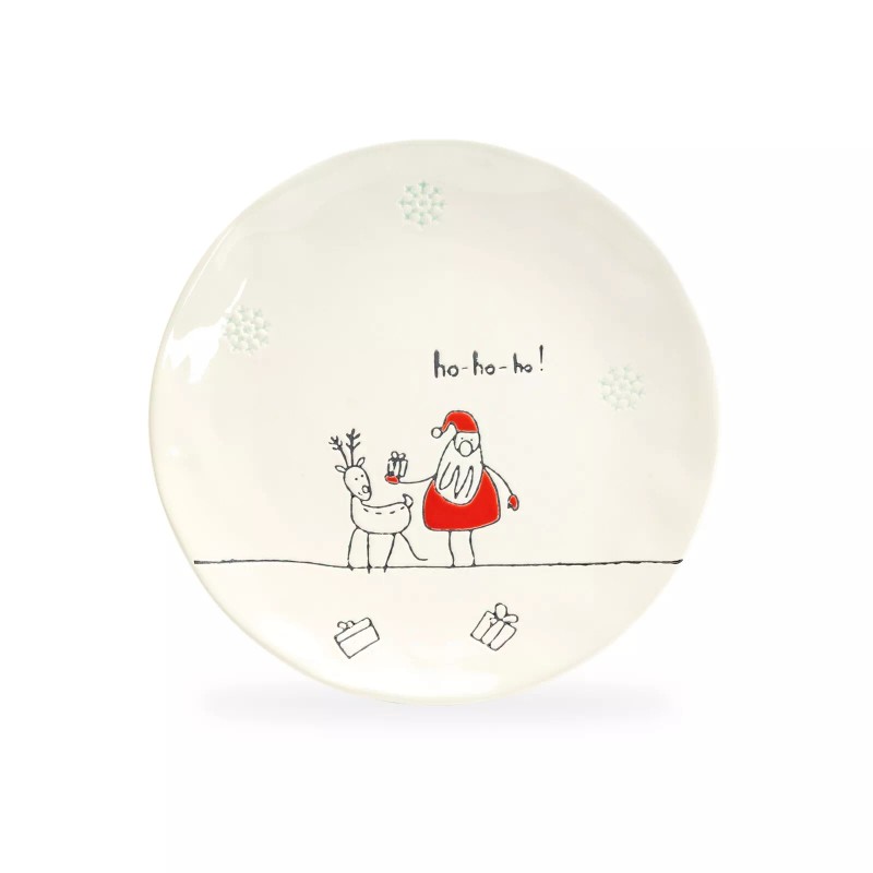 Grace's Teaware Grace Teaware Santa’s Reindeer Gift Dessert 8" Plates