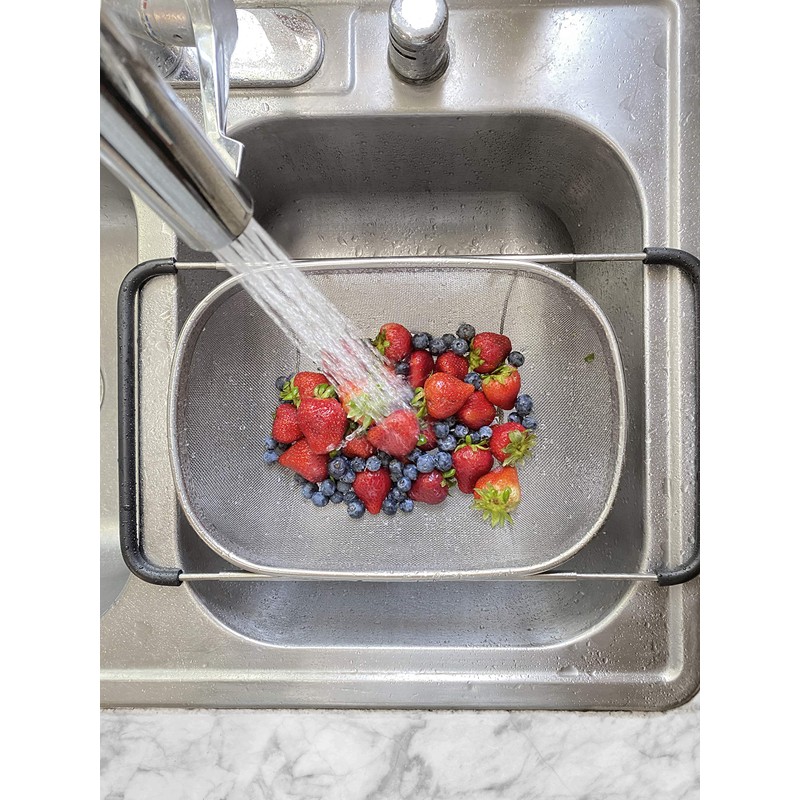 Makerstep Over the Sink Colander Strainer Basket Stainless Steel, For