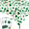 3 Pack Hawaiian Jungle Leaf Table Cloth, Large Disposable Plastic
