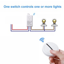 Mengshen Remote Switch and Receiver Kit, Mini Portable Relay Wireless ON OFF No Wiring No WiFi Required Lighting Fixture for Lights LEDs Lamps Fans 100 Ft RF Range Programmable Waterproof