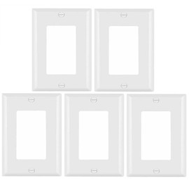 (5 Pcs) 15 Amp Decorator Receptacle Duplex Wall Outlet Plate Cover, Size 1-Gang 4.50" x 2.75", Unbreakable Polycarbonate Thermoplastic, Electric Receptacle Plug Covers,