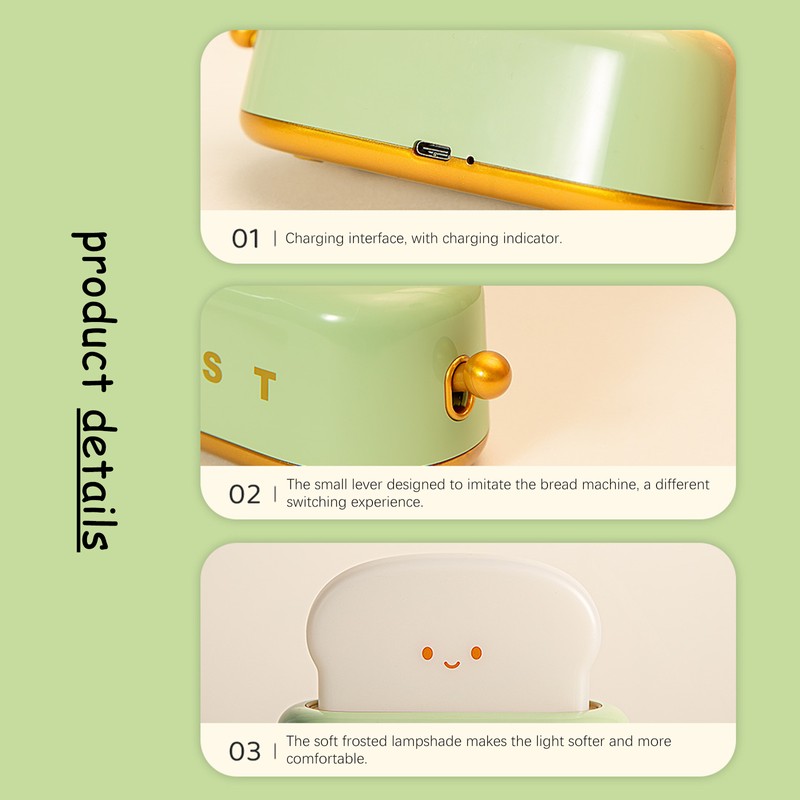 LED Bread Emotion Machine Night Light Eye Protection Portable Imitation