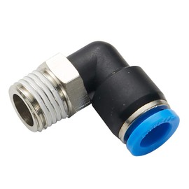 PL-06-08 (5 Pack) 3/8" Tube OD x 1/2" NPT Thread Male Elbow Push to Connect Pneumatic Tube Fitting Composite