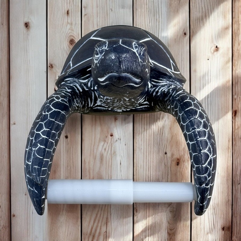 Sea Turtle Wall Mount Toilet Paper Roll Holder Rustic Nautical