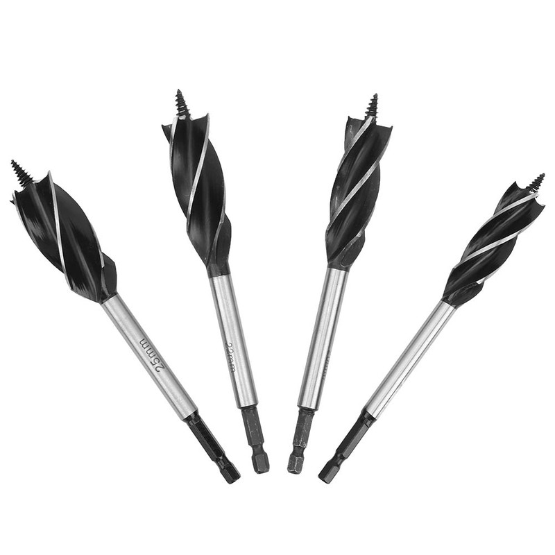 4Pcs Auger Bits Wood Cutting Hole Saw Reaming Twist Drill