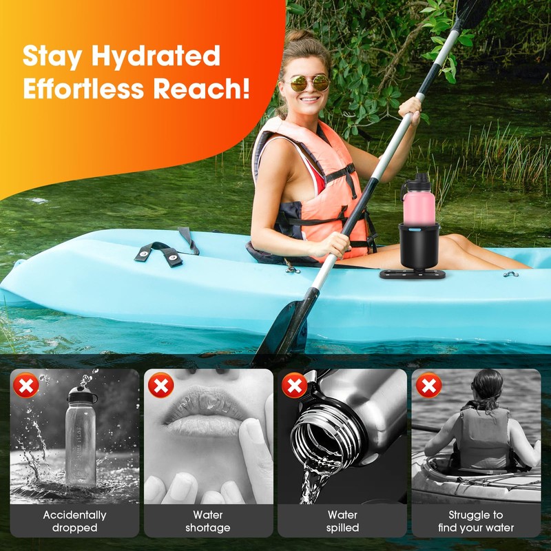 Kayak Cup Holder,Multi-Functional and Anti-toppling Cup Holder for Kayak,Drinks Holder,