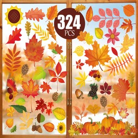 Funnlot 324 PCS Fall Window Clings, Autumn Window Clings for Glass Autumn Window Stickers Thanksgiving Clings for Windows Autumn Clings for Windows Fall Window Stickers Thanksgiving Autumn Home Office Decorations