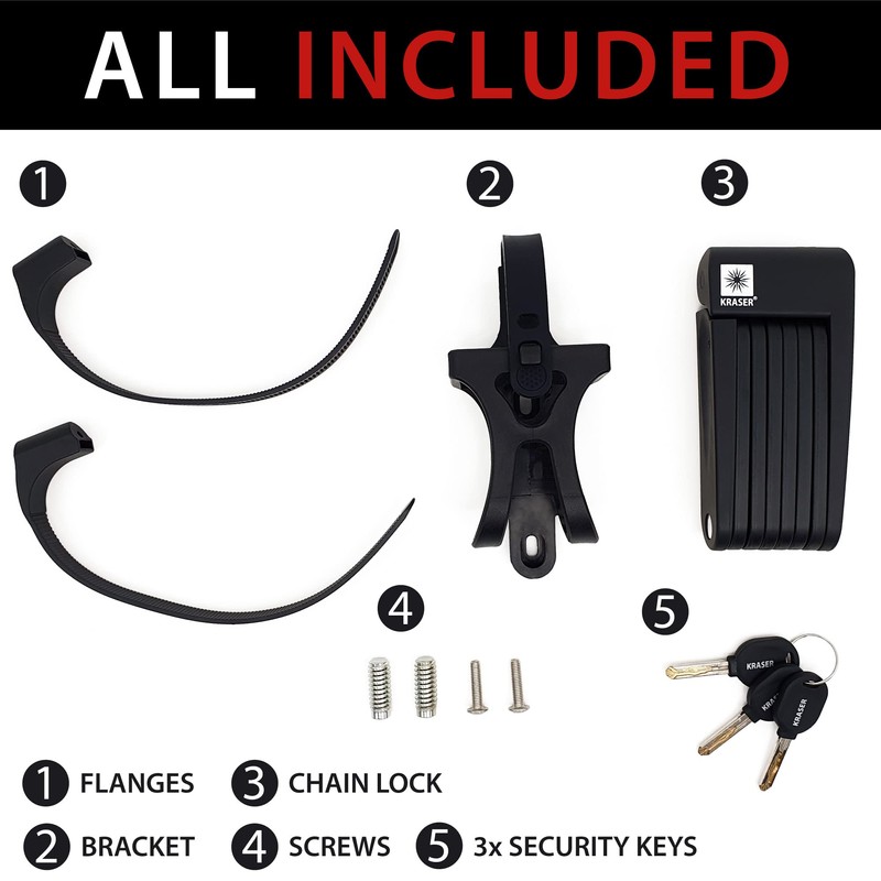 KRASER KR7022B Bicycle Lock with Universal Folding Alloy Steel Padlock