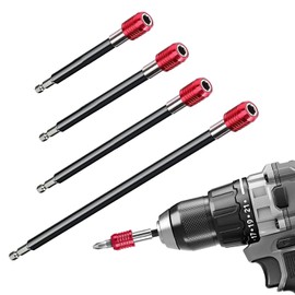 LxcshLjx 4Pcs Drill Bit Extension Set, Magnetic Screwdriver Bit Holder, Handheld Driver Drill Impact Adapter Extender，1/4 inch Hex Shank Quick Release Bit Holder for Impact Driver Screws Nuts
