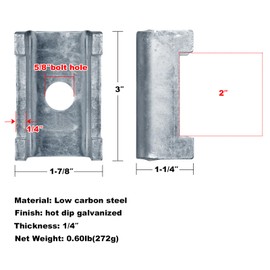 GBGS 4 Pack Square Trailer Axle Spring Seat for 2" Square Axles,Galvanized Steel,1/4" Thick Leaf Spring Perch