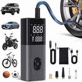 Tire Inflator Portable Air Compressor, CKWUE 180PSI Cordless Air Compressor, 6X Faster Air Pump with Digital Pressure Gauge, ire Air Pump with Dual Mode Inflation （Brown）