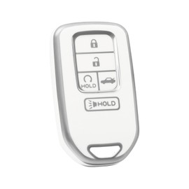 OFF WE GO for Honda Key Fob Cover, TPU Key Case Protection Compatible with Honda Accord Civic CR-V Insight Passport Pilot Ridgeline Odyssey Smart Remote Key Accessories (Silver White)