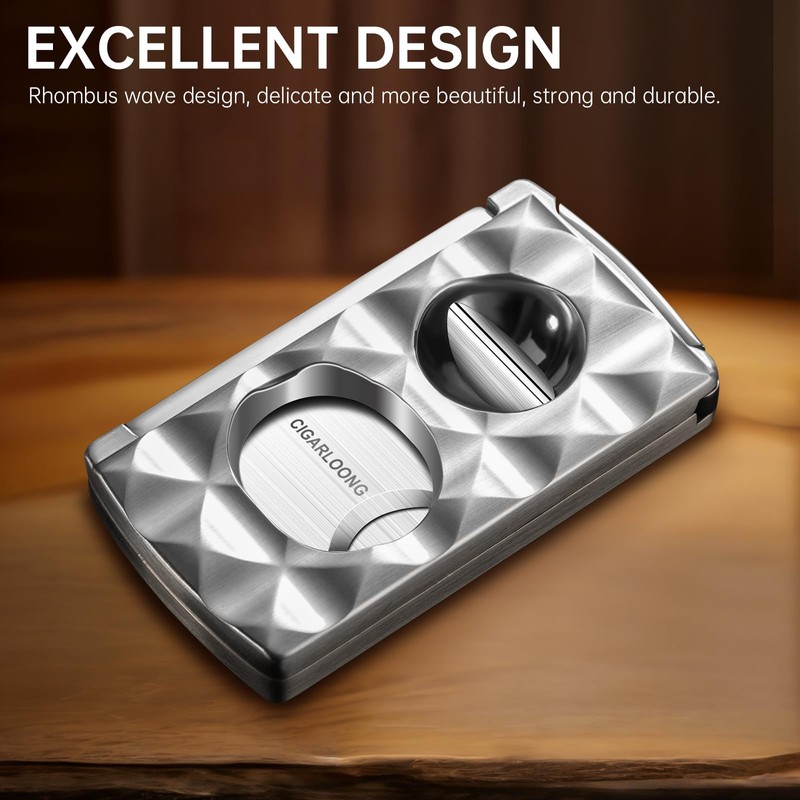 Cigar Cutter Stainless Steel Multifunctional 4-in-1,Cigar V-Cutter Double Blade Guillotine,Straight
