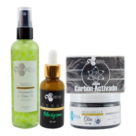BENA Kit Carbon Activado Con Serum Y Tonico Niacinamida Bena