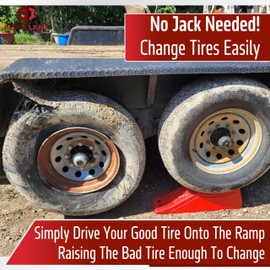 Beech Lane 5 1/2" Lift Tandem Tire Trailer Ramp, Quickly Change Dual Axle Tires, Essential RV Safety Tool, Durable Design, Engineered for Extra Traction, 15,000LB Rating,
