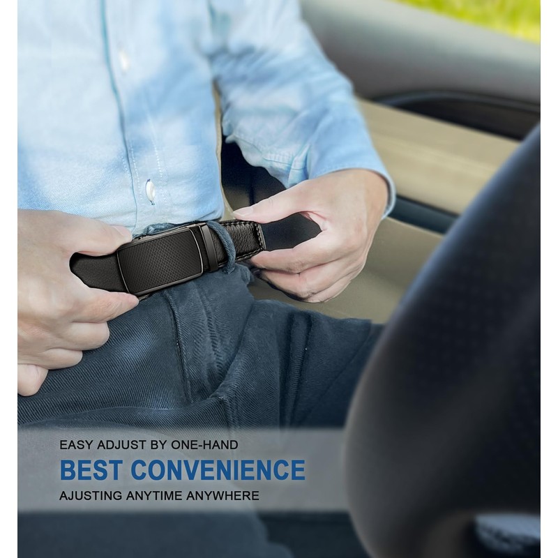 BULLIANT Men's Ratchet Leather Belt, Automatic Clasp, for Men’s Suit,