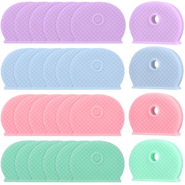 48 Pcs Key Cover Caps for House Key,Key Color Identifiers Covers Cute, Plastic Key Tags Rings Markers 4 Colors for Standard Regular Thin Flat House Keys,Labels, Indexes and Stamps, Blank Labeling Tags
