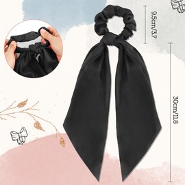 Silk Scrunchies for Hair Scrunchies for Women Satin Scrunchies Girls Hair Bows Hair Scrunchies With Ribbon Tails Black Scrunchies for Hair Scrunchy Hair Ties White Blue Black Accessories 3pcs