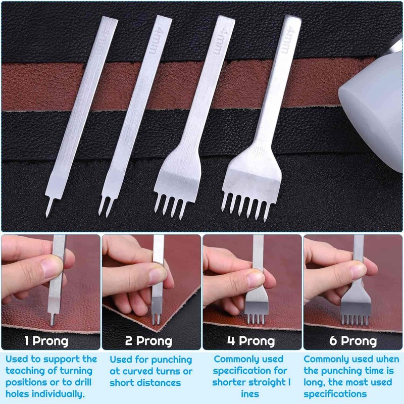 Cridoz 35 Pcs Leather Pouch Kit with Hole Punch, Sewing