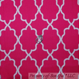 Michael Miller Fabrics BonEful Fabric FQ Cotton Quilt Pink White Bright Damask Bohemian Girl Print BOHO