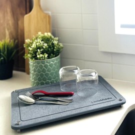 Dish Drying Stone – Super Absorbent & Quick Drying Diatomaceous Earth Mat for Kitchen Counter, Heat-Resistant & Non-Slip Sink Mat, Ideal for Dishes, Diatomite Water Absorbent