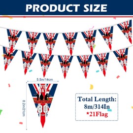 VE Day Anniversary Banner, Victory In Europe Decorations, 80th VE Day Anniversary Flag, Celebration VE Day Bunting Banner for Garden Outdoors Decorations(21 * 14cm)