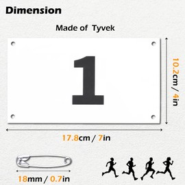 TRIWONDER Tyvek Running Bib Competitor Numbers with Safety Pins, Running Numbers Paper Tags 1-500, Tearproof and Waterproof 4 x 7 Inches for Marathon Races and Events Sports Games (1-400)