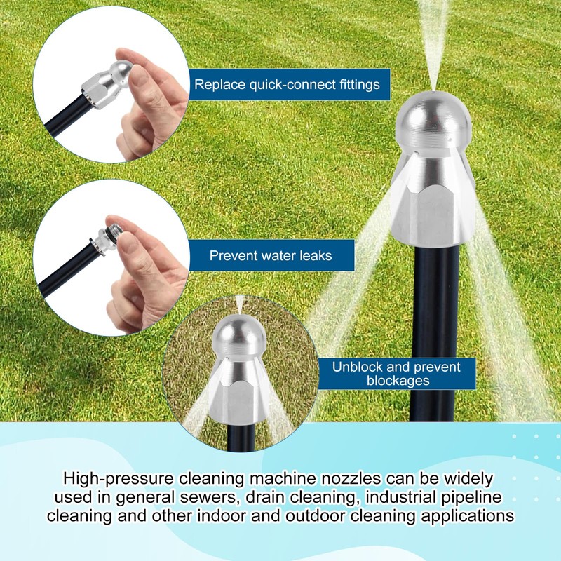lasuroa 6pcs Sewer Jetter Nozzle Kit with Quick Connector &