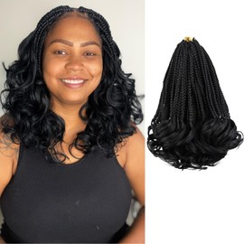 EFFGOCO French Curl Crochet Braids 12 Inch Curly Crochet Braid for Women Goddess Box Braids Pre Looped Braiding Hair Layered French Curl Braiding Hair Extensions (12 Inch,1B#)