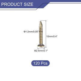 sourcing map 120 Pcs Small Tiny Nails 1.2mmx10mm(DXL) Tiny Brass Nails Hardware Nails Small Nail for Wooden DIY Decorative Boxes Household Accessories, Bronze Tone