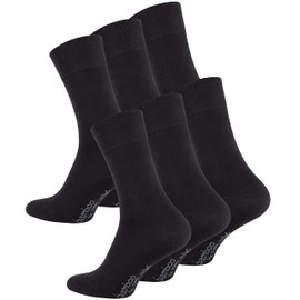 CC Clark Crown 6 Pairs of Bamboo Socks Elegant and Modern, without Pressing Seam, Black Plain and Anchor Pattern, 6 Pairs - Black