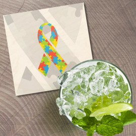 Unbranded Autism Awareness Day Ribbon Puzzle 4'' X 4'' Square Wooden Coaster