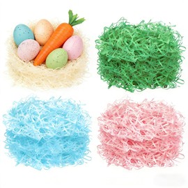 Topsvllcly 2.2 LB Easter Grass 35oz 4 Colors Easter Basket Filler Shredded Paper for Gift Baskets Crinkle Cut Paper Shred Filler for Easter Birthday Wedding Mother's Day