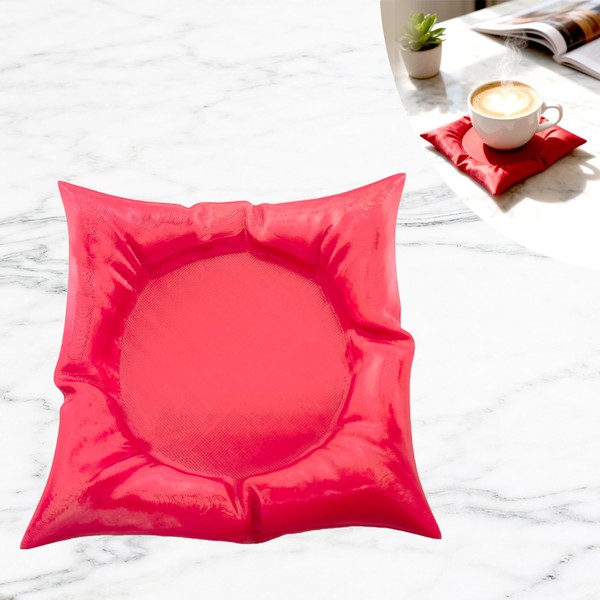 Alxjejo Red Cup Coaster Mat, Spill-Proof Concave Design & Heat
