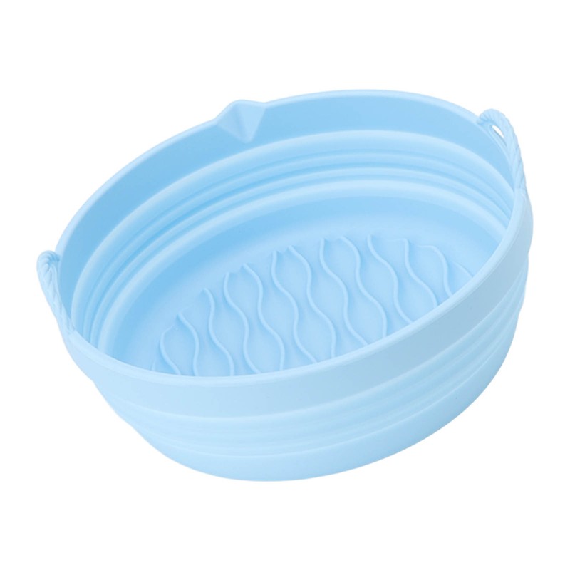 Silicone Air Cooker Pot Round Folded Blue Fryer Liner Tray