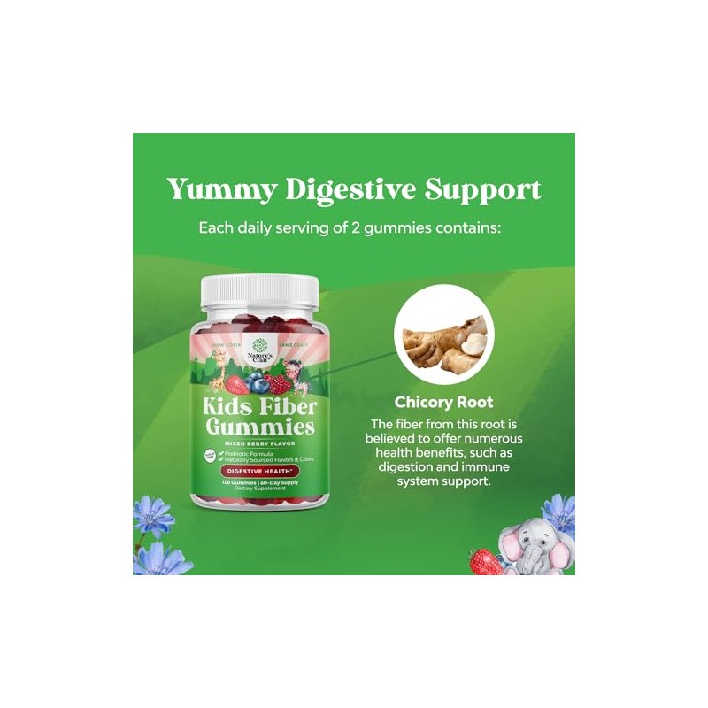 Natures Craft Gomitas Fibra Alto Contenido Prebiótico Niños Suplementos Dietética