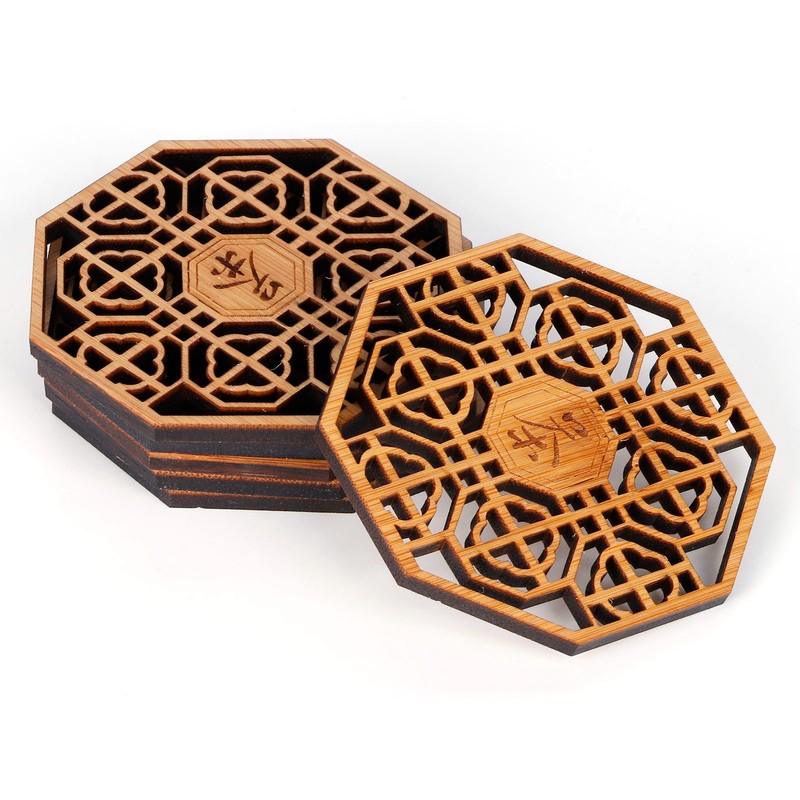 6PCS Bamboo Coaster Teacup Mat AntiScald Heat Insulation Pad Tea