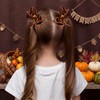 4in Brown Embroidered Ribbon Thank Give Turkey Hair Bow Clip