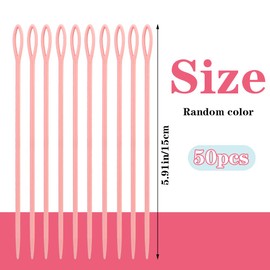 LUNARM 50PCS Plastic Sewing Needles, Large Eye Plastic Yarn Needles, 15cm/5.91inch Plastic Needles for Yarn and Craft Plastic Embroidery Needle for DIY Sewing Handmade Crafts