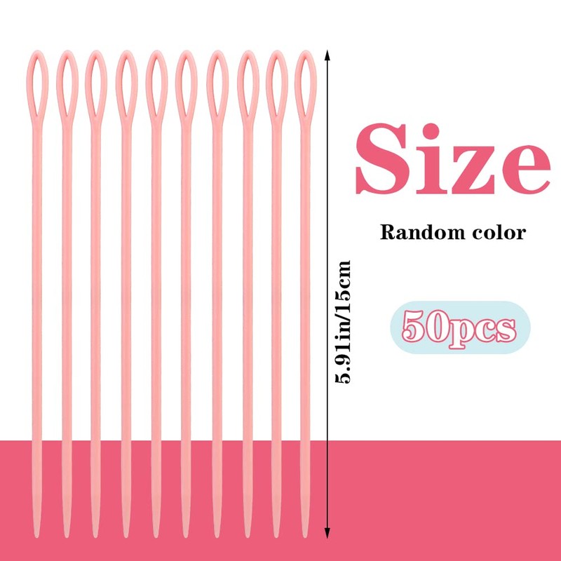 LUNARM 50PCS Plastic Sewing Needles, Large Eye Plastic Yarn Needles,