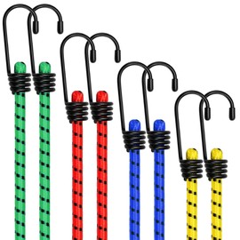 Kouclaa Luggage Tensioner Set 8 Pieces – 4 Lengths: 40 cm, 60 cm, 80 cm & 100 cm – Steel Hooks with PVC Coating – Stretchy & Tear-Resistant – For Loading Secures of All Types / Elastic Straps with 2