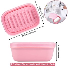 KLYNGTSK 4 PCS Soap Box with Lid Sealing Waterproof Portable Soap Box Removable Soap Drainers Plastic Travel Soap Holder for Bathroom Soap Container for Home, Outdoor, Camping and kitchen Sinks