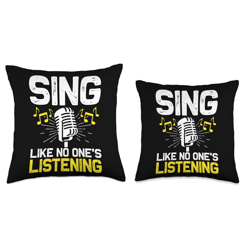 Singer Microphone Music Notes Musician Singing Vocal Throw Pillow