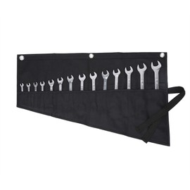 Tool pouch, Heavy Duty 16oz Waxed Canvas Wrench Roll Up Bag, Multi-Purpose Tool Pouch For Metric, SAE (Black)